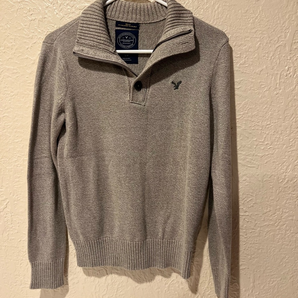 American Eagle Outfitters Men's Zip Up Sweater - Gray